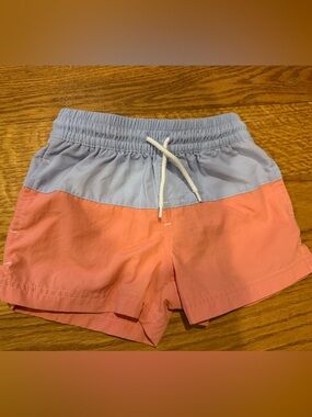 TBBC Coral/Light Blue Colorblock Swim Trunks